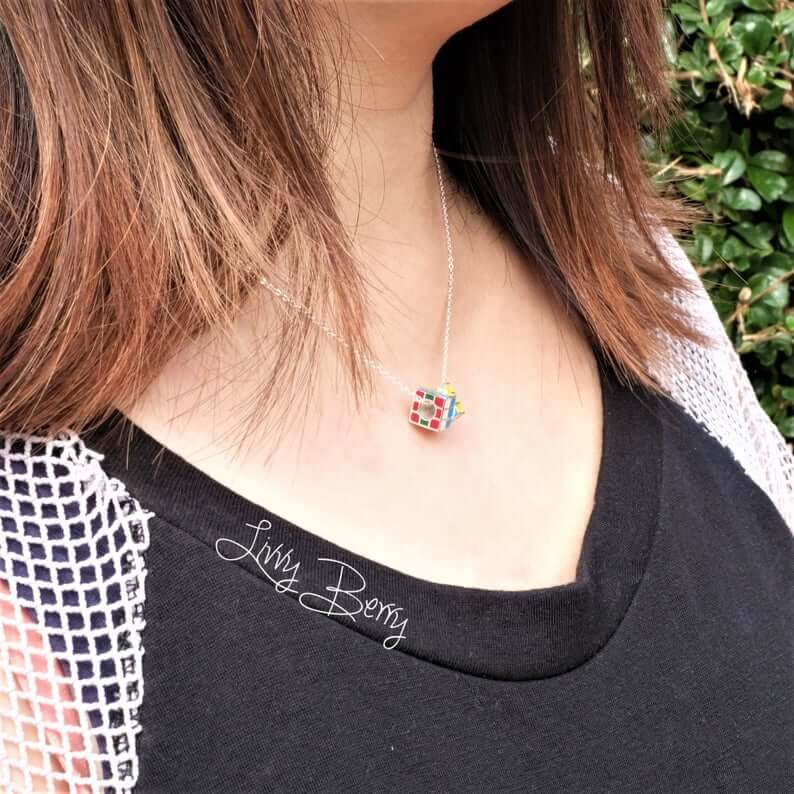 Minimalist Necklace for Rubik's Cube Fans